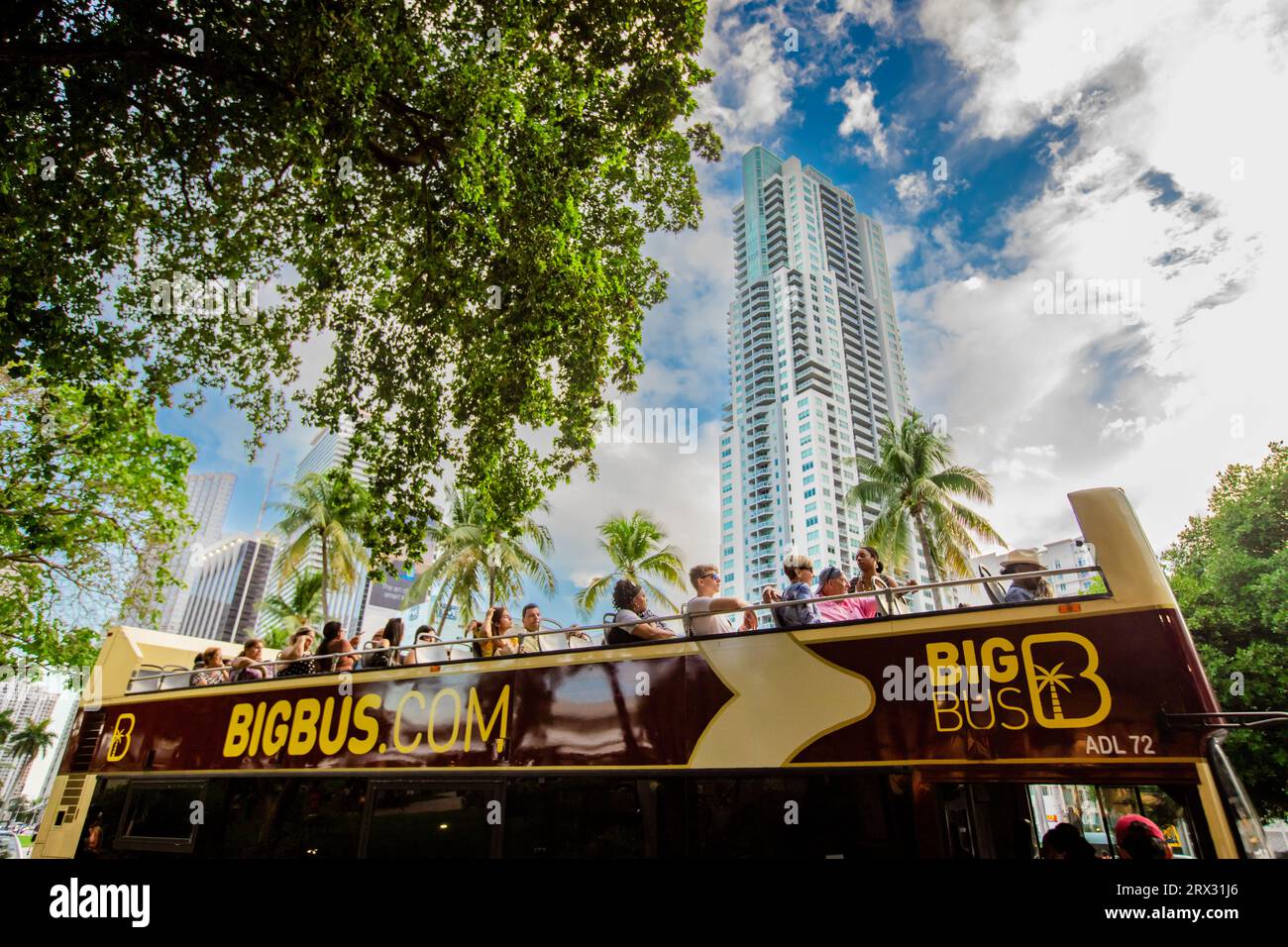 Big bus Tour à Miami, Miami, Floride, États-Unis d'Amérique, Amérique du Nord Banque D'Images