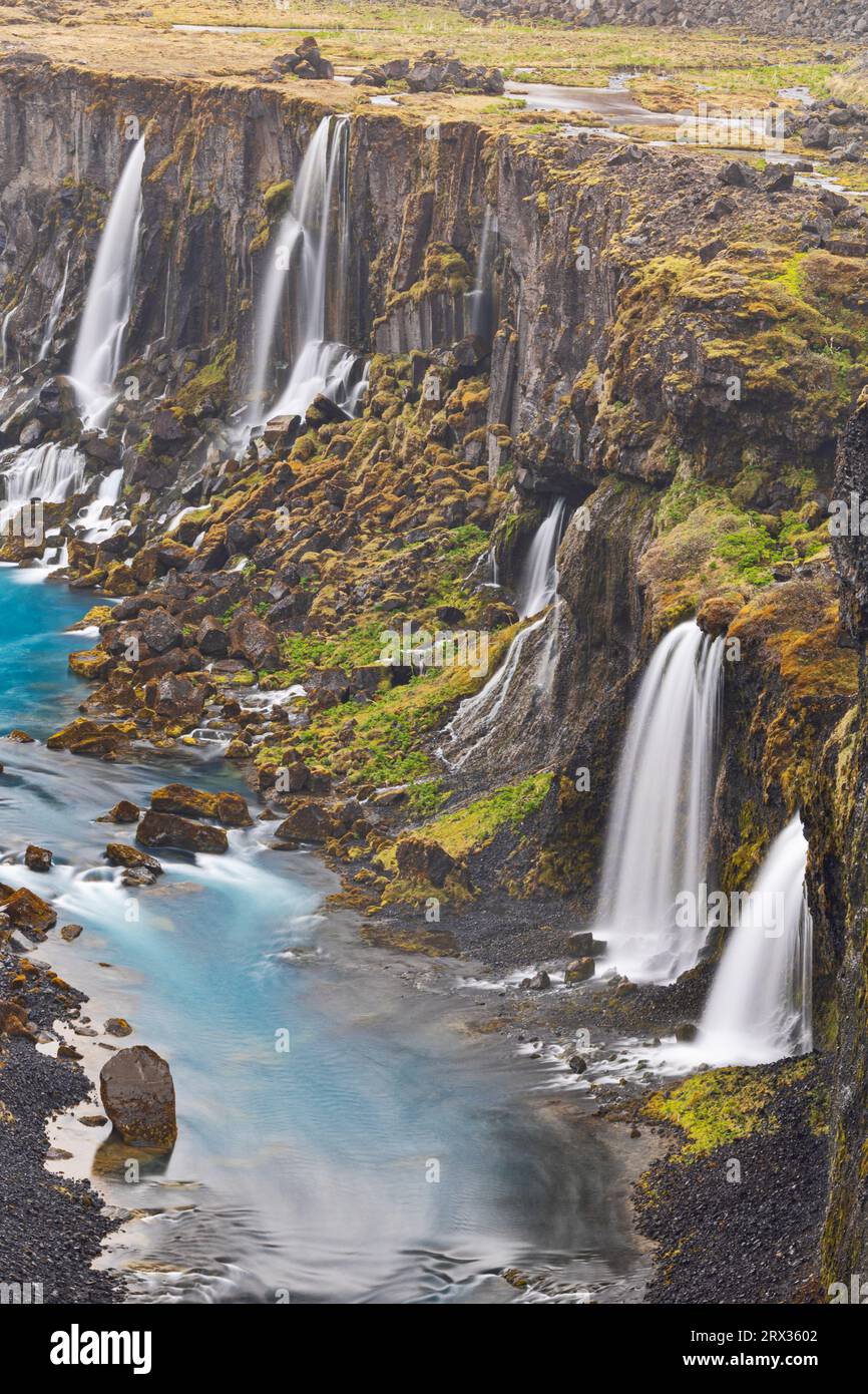 Le canyon de Sigoldugljufur avec des cascades, Islande, régions polaires Banque D'Images