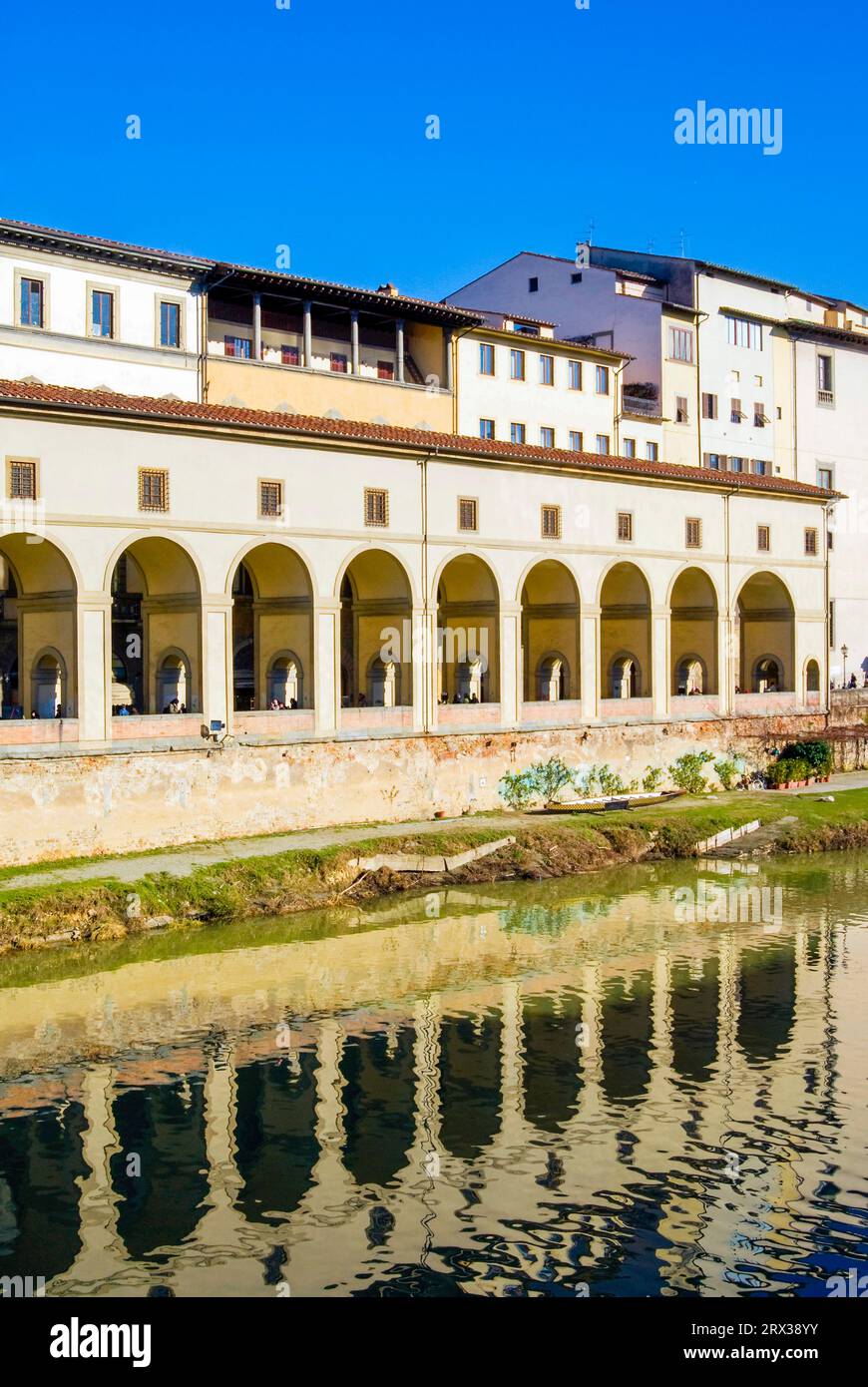 Loggiato et Corridoio Vasariano, Uffizi, Florence (Florence), site du patrimoine mondial de l'UNESCO, Toscane, Italie, Europe Banque D'Images