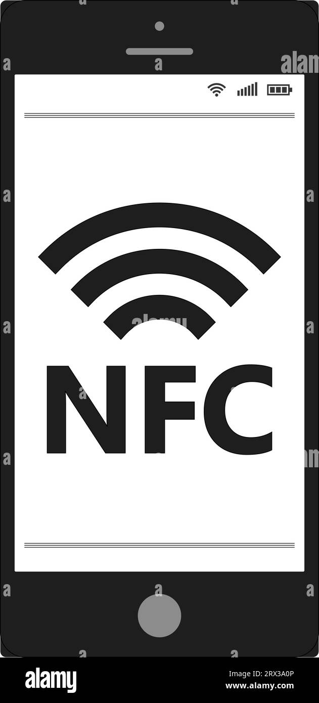 Communication en champ proche, téléphone mobile NFC, téléphone mobile de paiement NFC Illustration de Vecteur