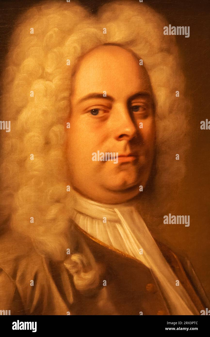 Angleterre, Londres, Portrait de George Frideric Handel (1685-1759) par Balthasar Denner daté de 1726 Banque D'Images