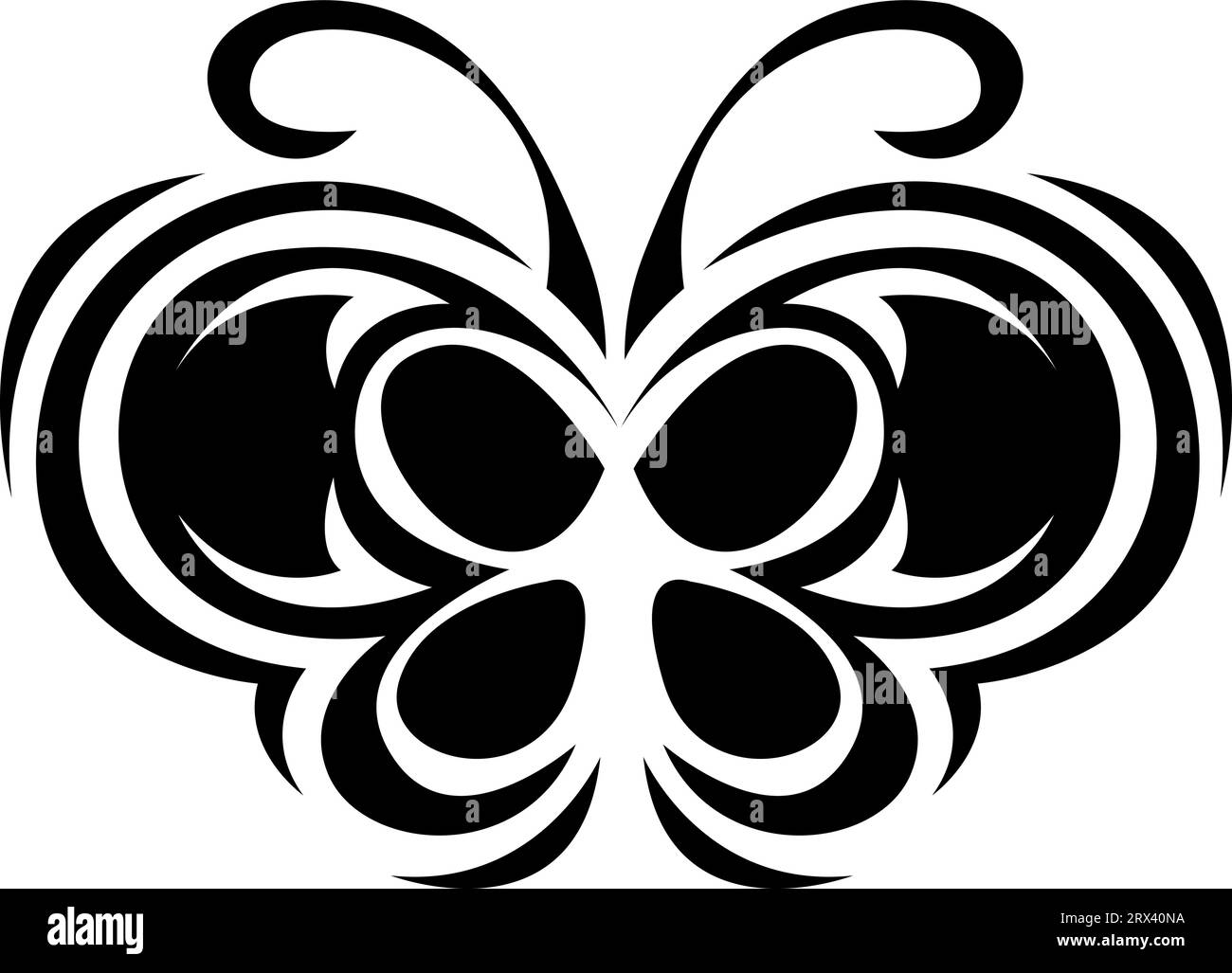 Tatouage papillon noir, illustration de tatouage, vecteur sur fond blanc. Illustration de Vecteur
