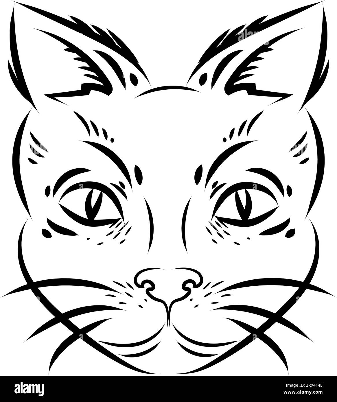 Tatouage d'un chat , illustration, vecteur sur fond blanc. Illustration de Vecteur