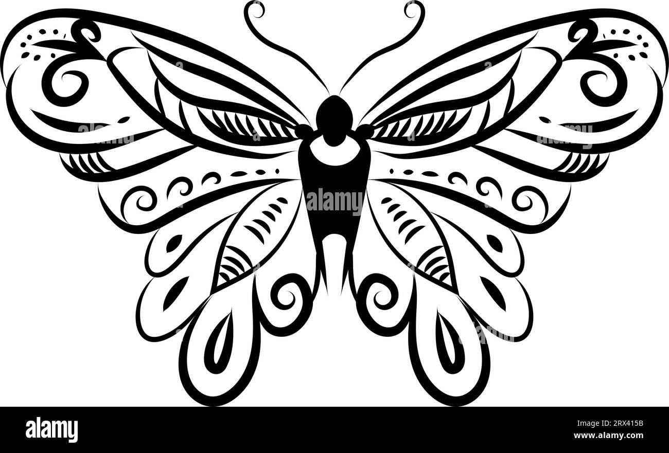 Dessin tatouage papillon , illustration, vecteur sur fond blanc. Illustration de Vecteur