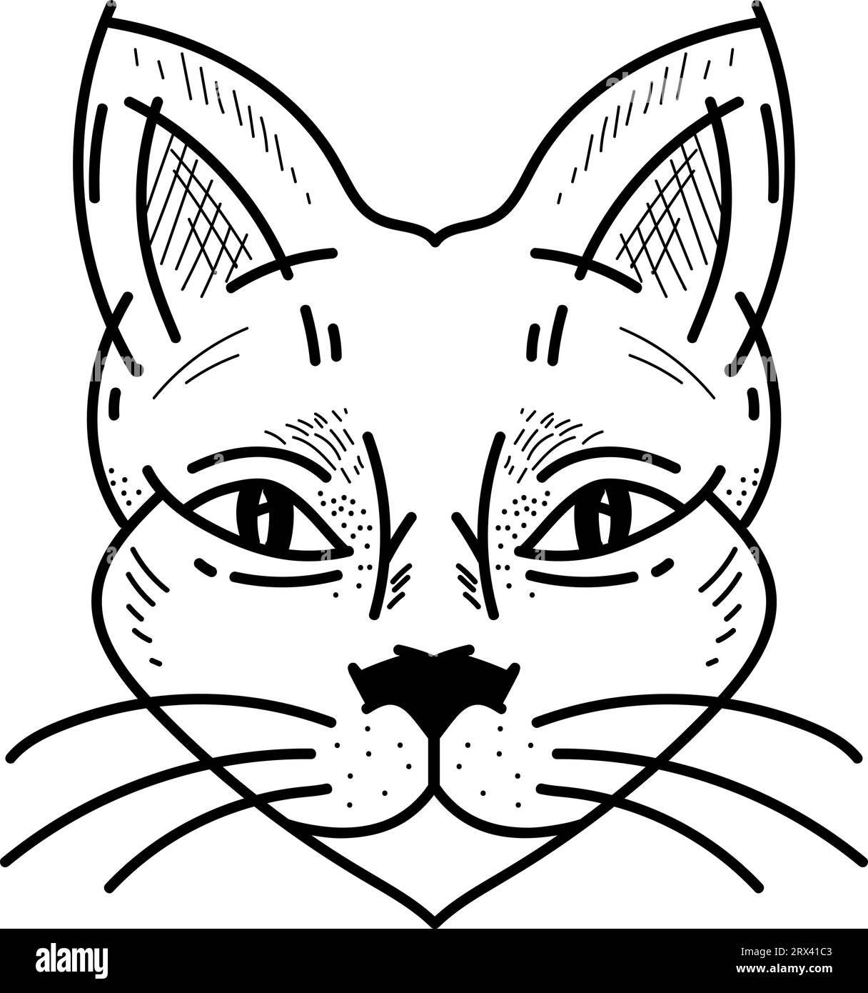 Visage d'un tatouage de chat , illustration, vecteur sur fond blanc. Illustration de Vecteur