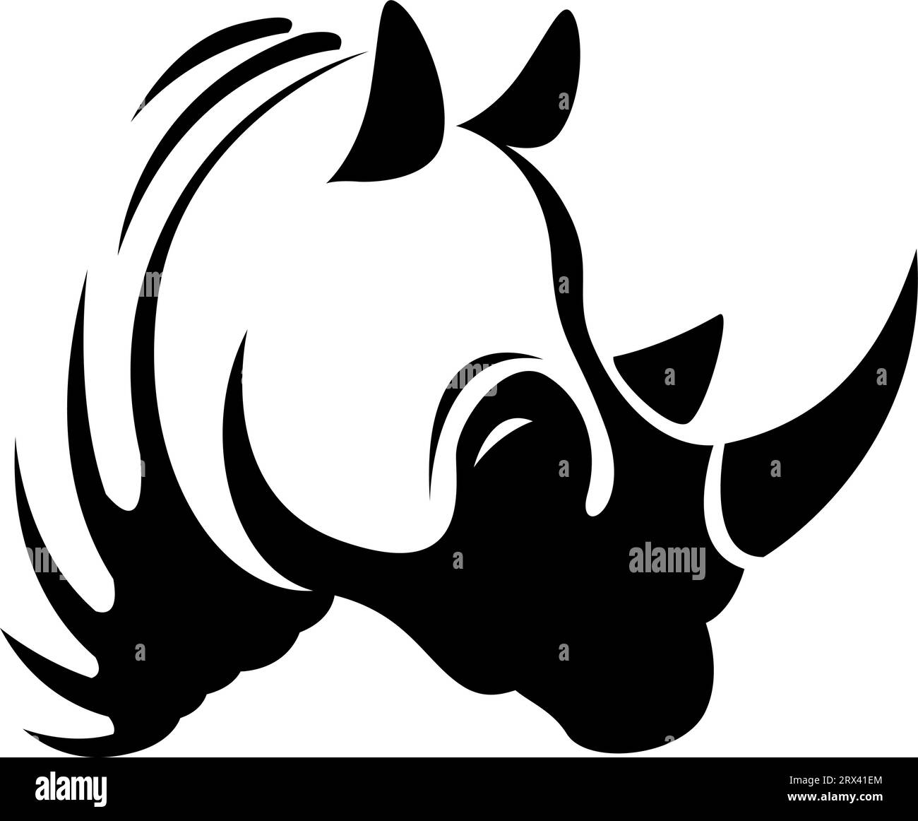Tatouage de tête de rhinocéros, illustration de tatouage, vecteur sur un fond blanc. Illustration de Vecteur