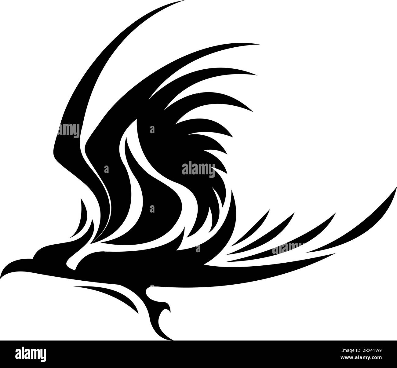 Tatouage d'oiseau volant, illustration de tatouage, vecteur sur un fond blanc. Illustration de Vecteur