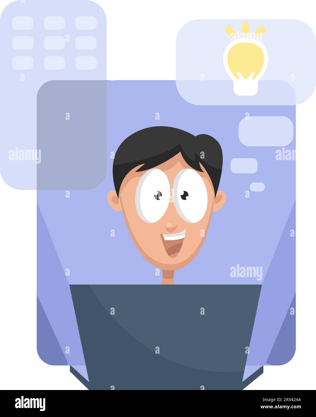 Garçon avec une grande idée, illustration, vecteur sur un fond blanc. Illustration de Vecteur