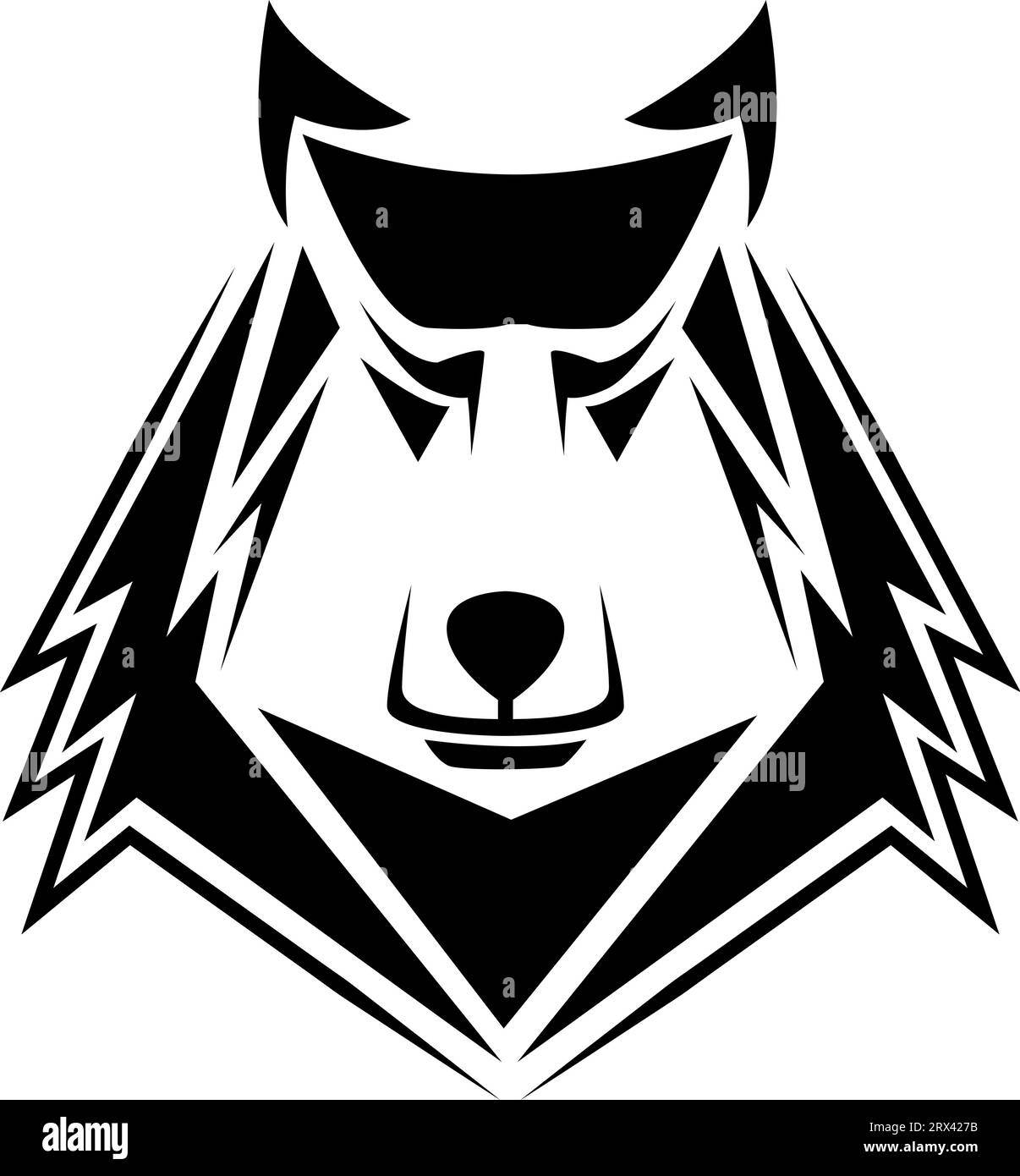Tatouage de tête de loup, illustration de tatouage, vecteur sur un fond blanc. Illustration de Vecteur