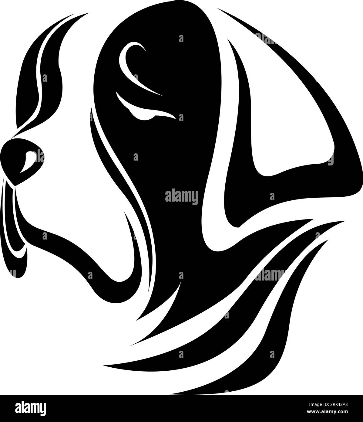 Tatouage de chien Saint bernard, illustration de tatouage, vecteur sur fond blanc. Illustration de Vecteur