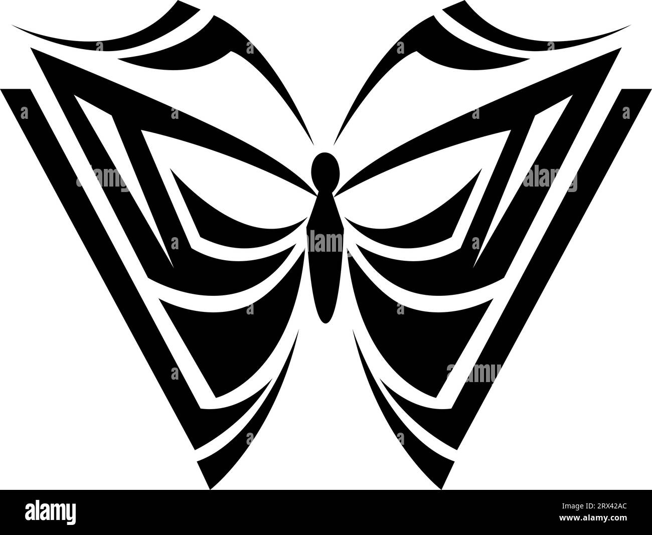Tatouage papillon pointu, illustration de tatouage, vecteur sur fond blanc. Illustration de Vecteur