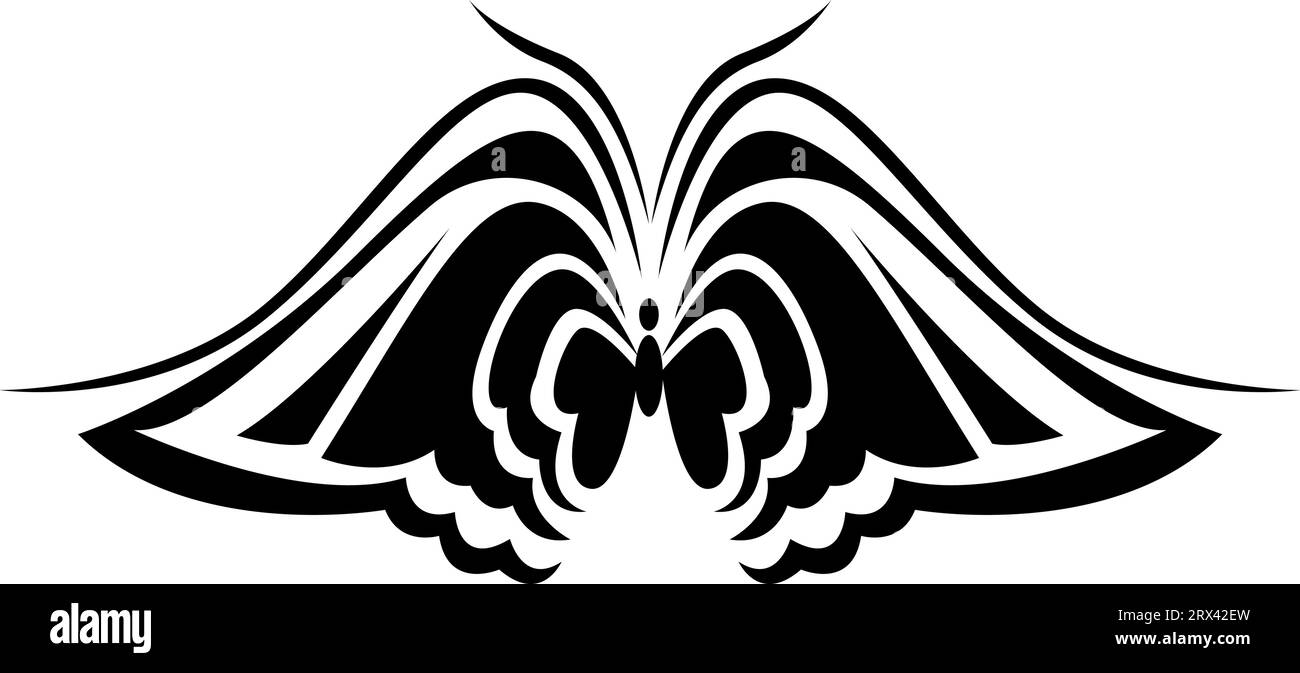 Tatouage papillon noir, illustration de tatouage, vecteur sur fond blanc. Illustration de Vecteur