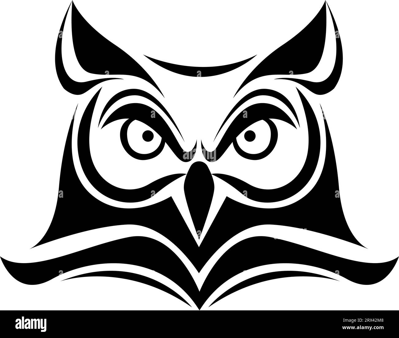 Tatouage oiseau hibou, illustration de tatouage, vecteur sur un fond blanc. Illustration de Vecteur