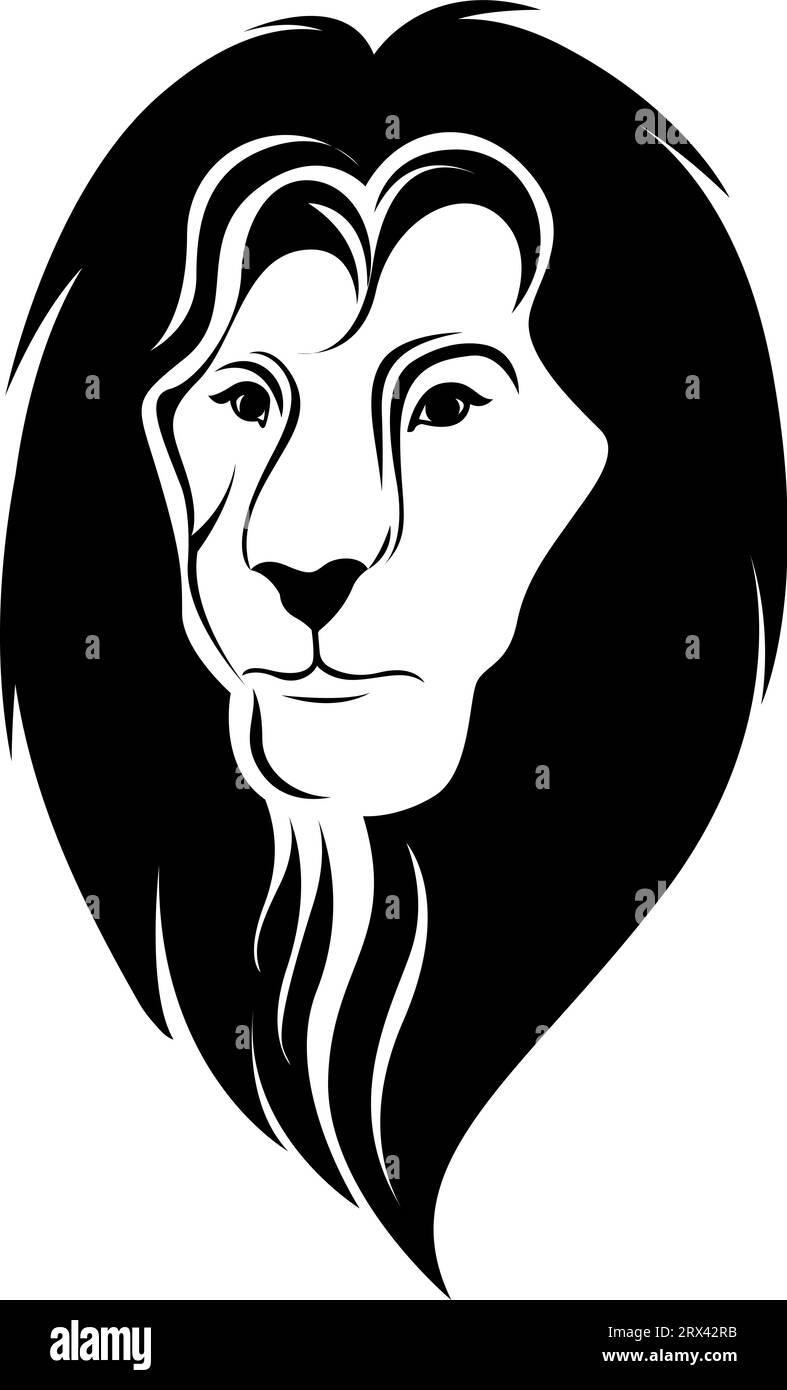 Tatouage visage de lion, illustration de tatouage, vecteur sur un fond blanc. Illustration de Vecteur