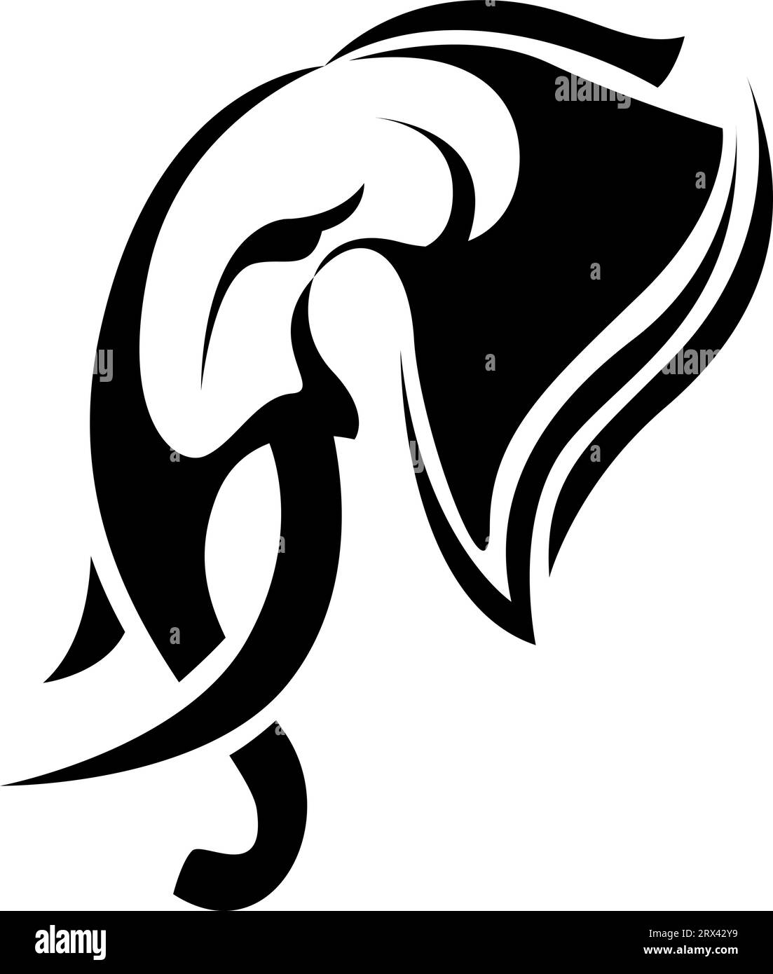 Tatouage de tête de profil d'éléphant, illustration de tatouage, vecteur sur un fond blanc. Illustration de Vecteur