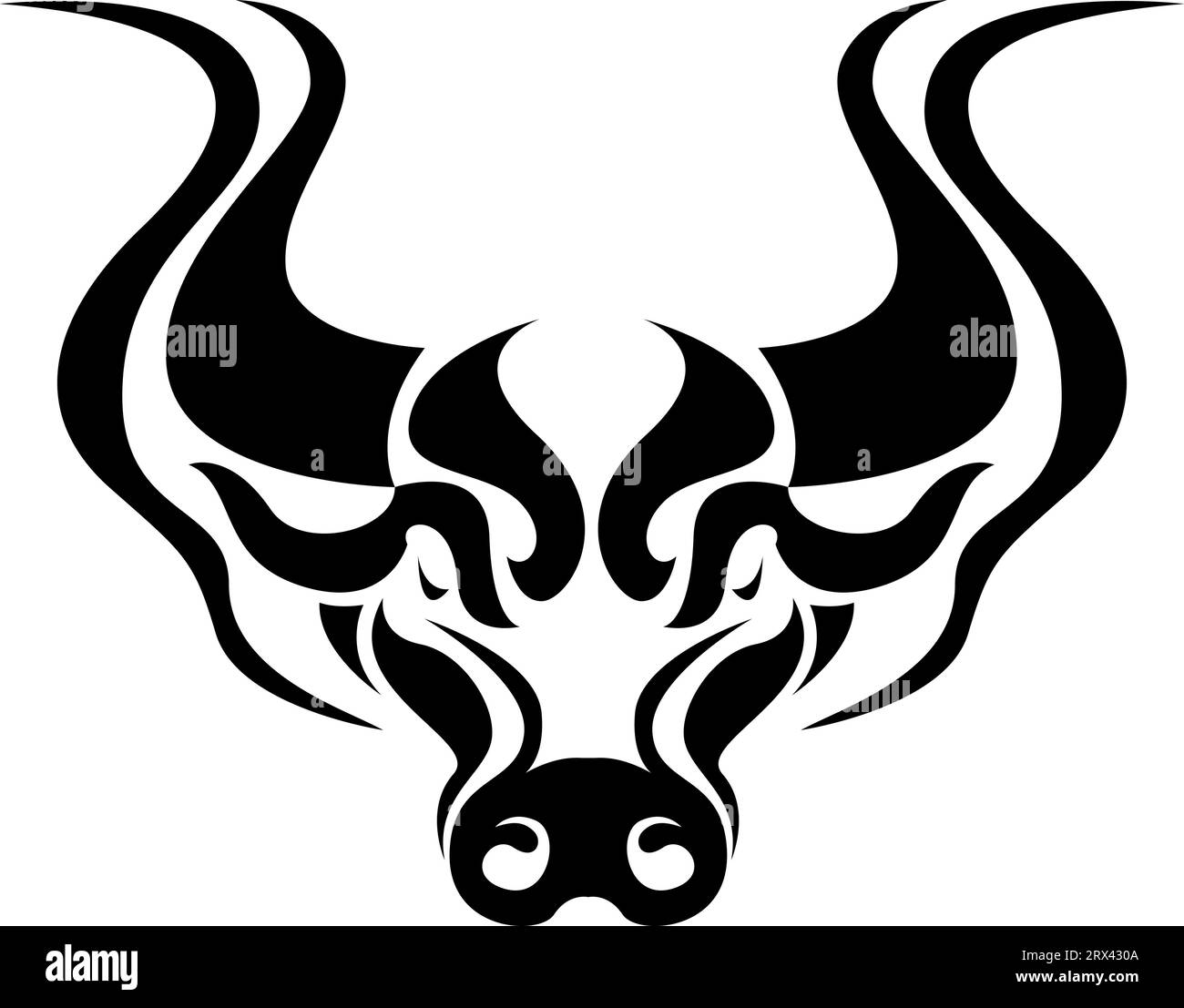 Tatouage de tête de vache, illustration de tatouage, vecteur sur un fond blanc. Illustration de Vecteur