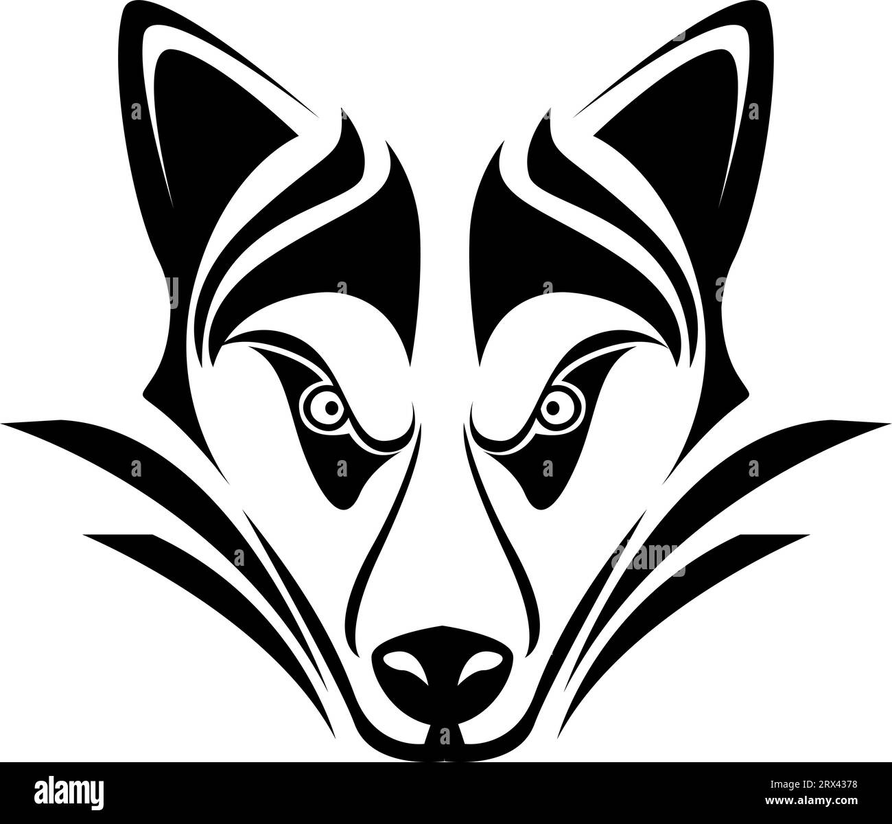 Tatouage de chien husky sibérien, illustration de tatouage, vecteur sur un fond blanc. Illustration de Vecteur