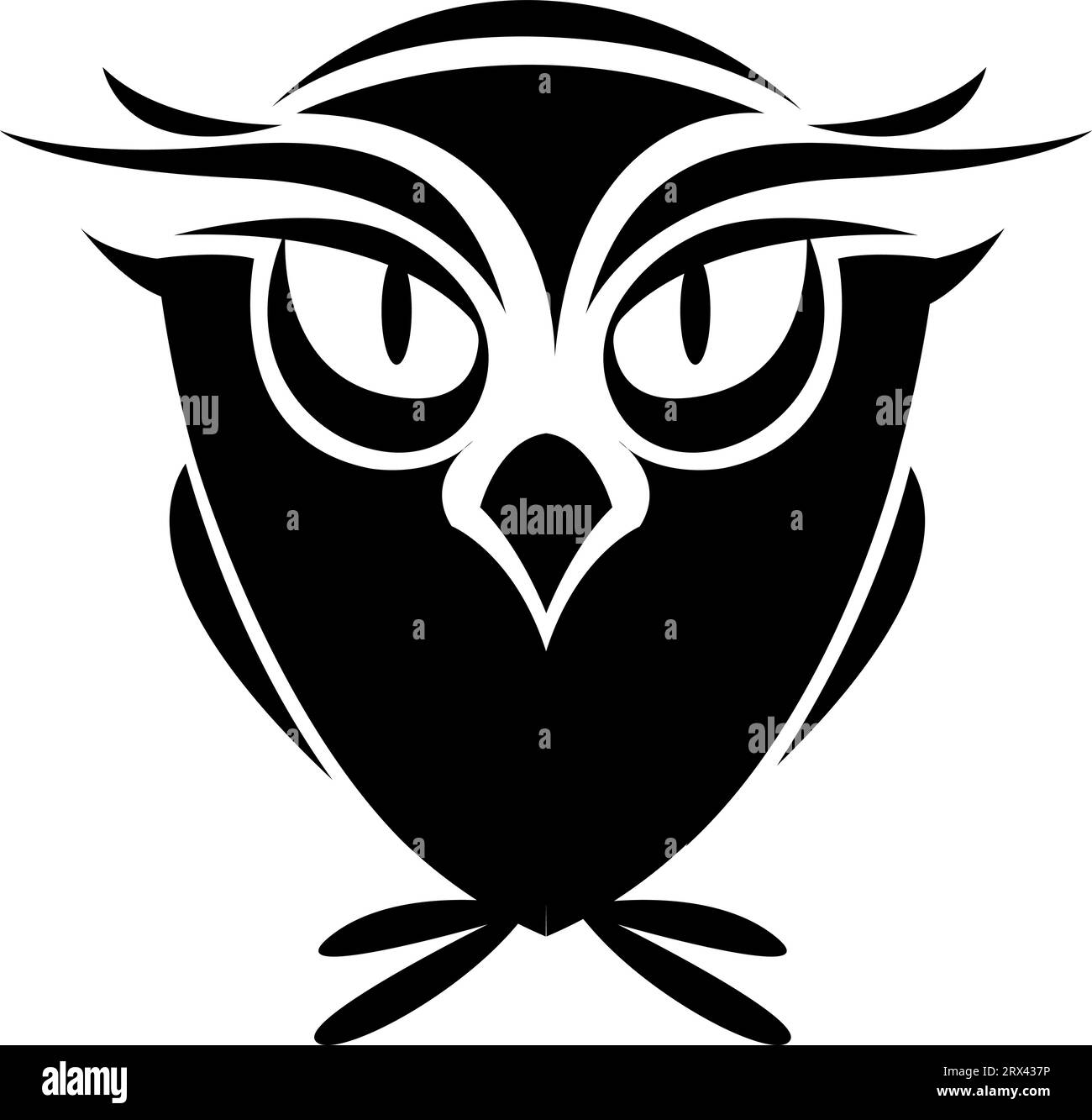 Tatouage de visage de hibou, illustration de tatouage, vecteur sur un fond blanc. Illustration de Vecteur