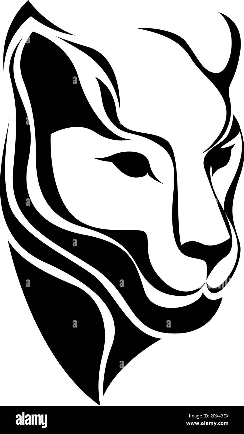 Tatouage puma noir, illustration de tatouage, vecteur sur fond blanc. Illustration de Vecteur
