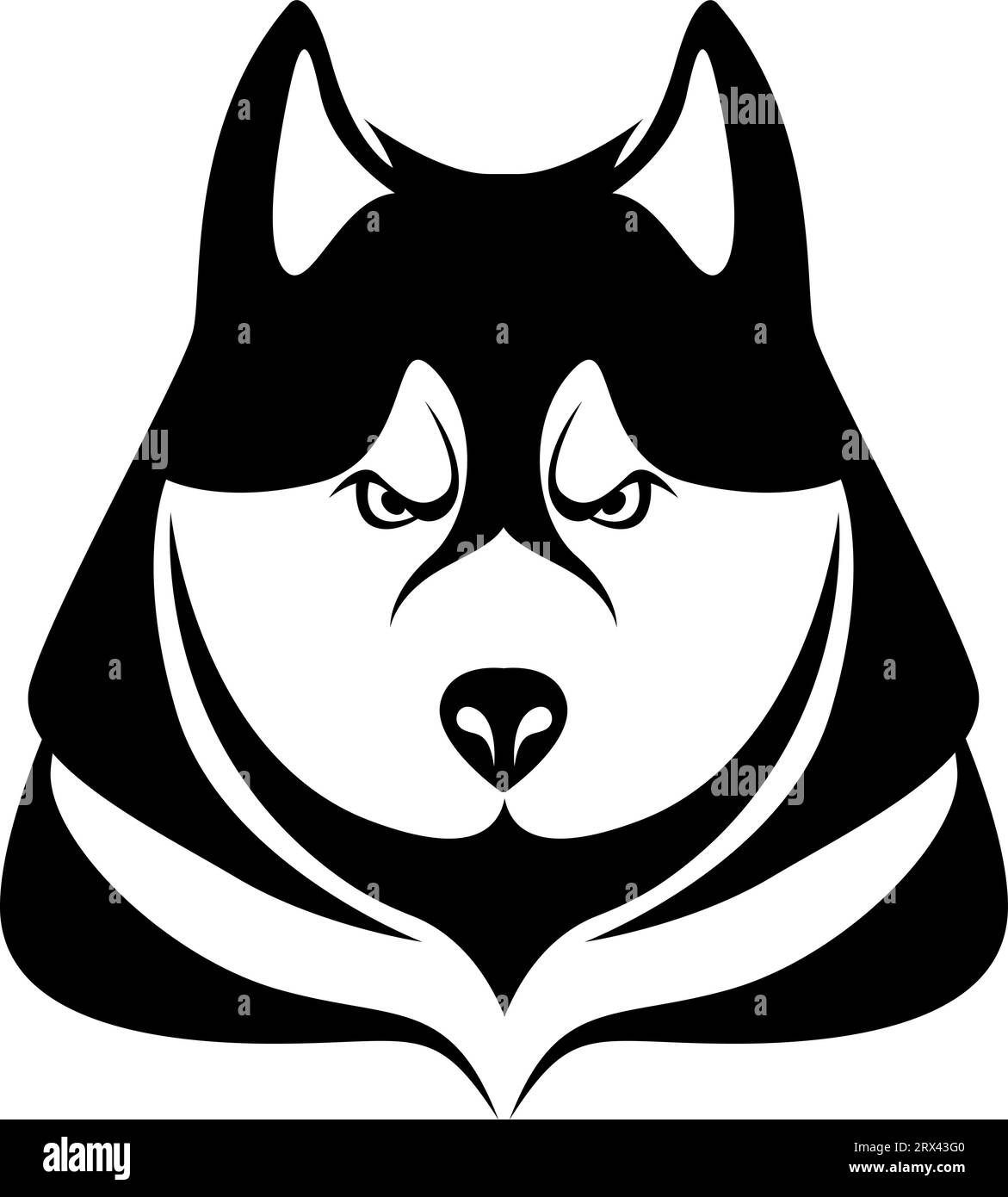 Tatouage de tête de chien Husky, illustration de tatouage, vecteur sur un fond blanc. Illustration de Vecteur