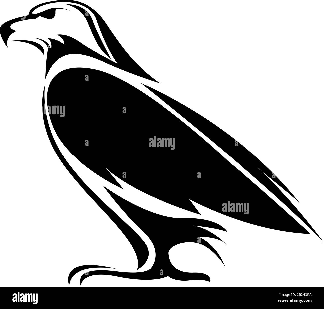 Tatouage oiseau aigle, illustration de tatouage, vecteur sur un fond blanc. Illustration de Vecteur