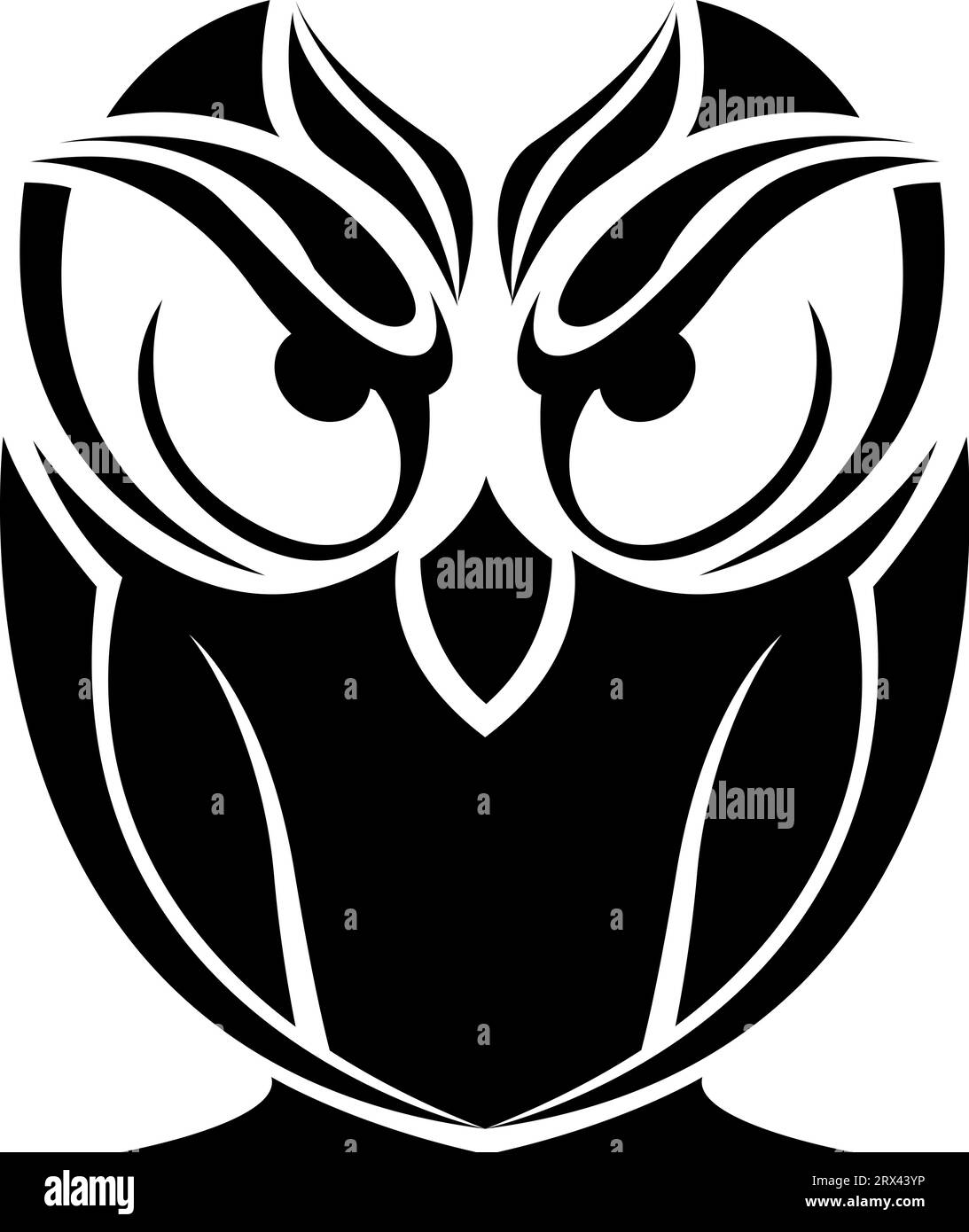 Tatouage hibou noir, illustration de tatouage, vecteur sur un fond blanc. Illustration de Vecteur