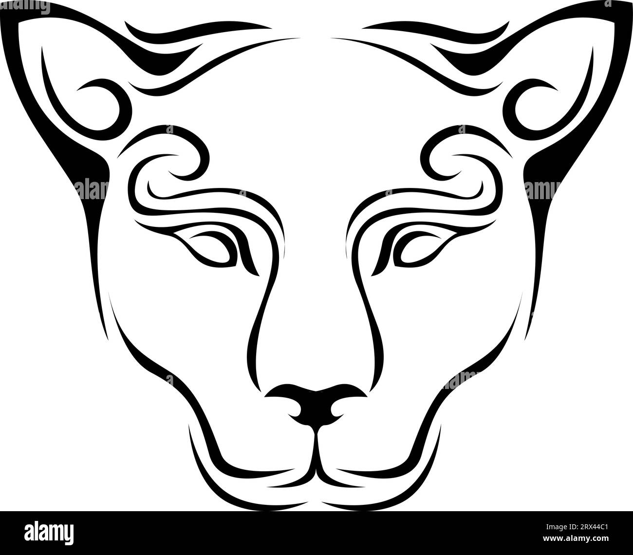 Tatouage de tête de Puma, illustration de tatouage, vecteur sur un fond blanc. Illustration de Vecteur