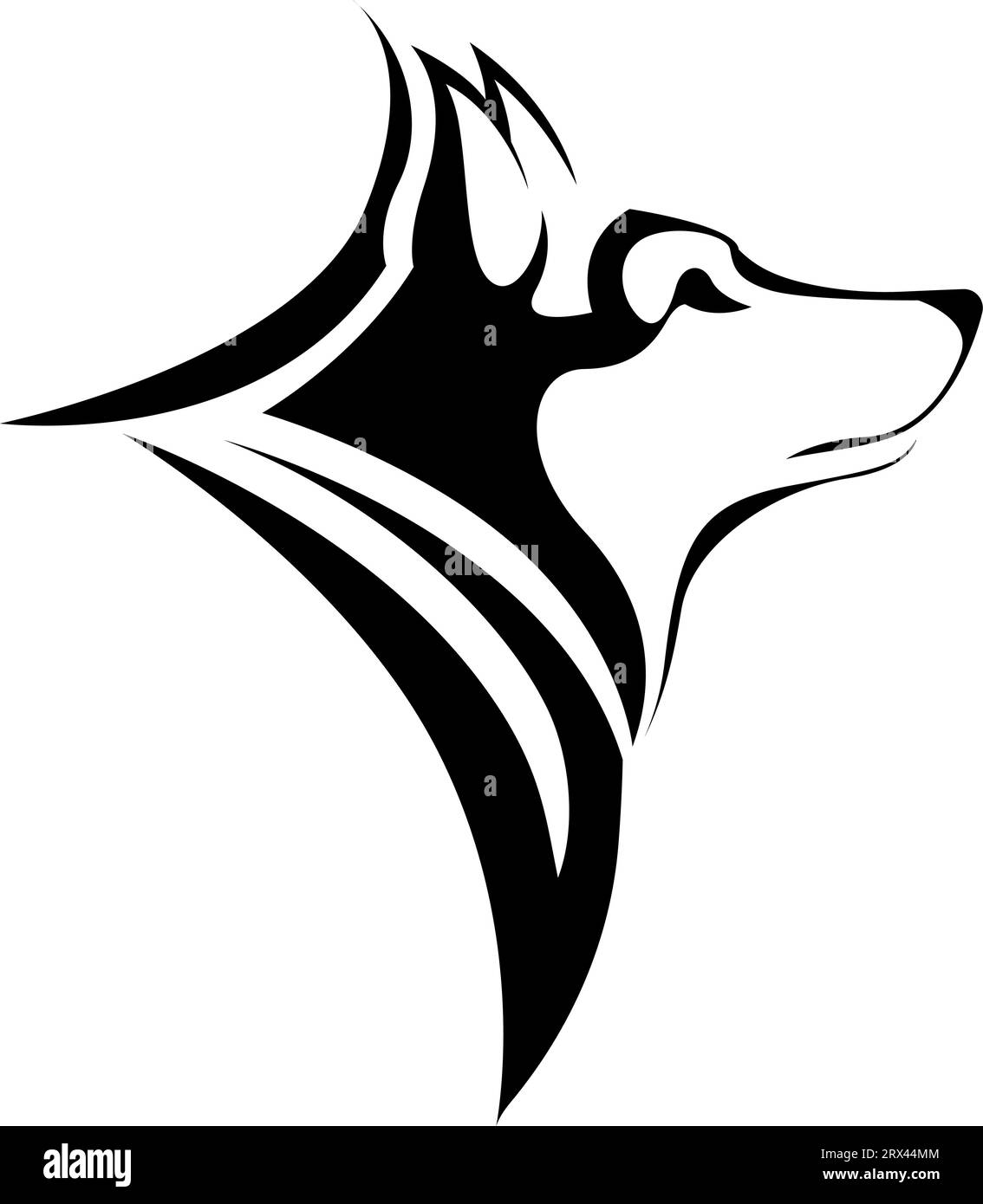 Tatouage de chien Husky, illustration de tatouage, vecteur sur un fond blanc. Illustration de Vecteur