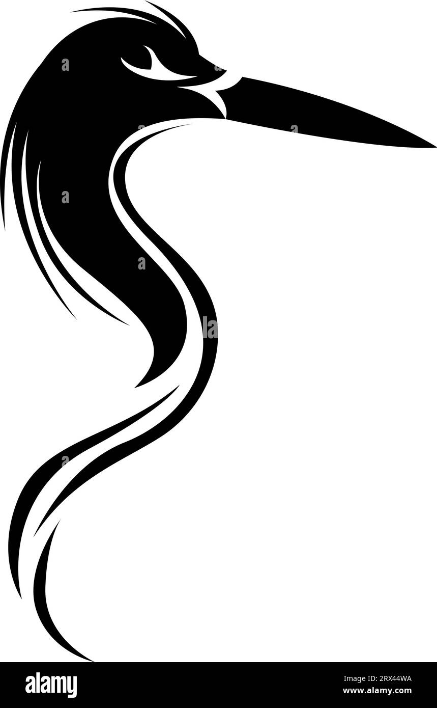 Heron oiseau tatouage, illustration de tatouage, vecteur sur un fond blanc. Illustration de Vecteur