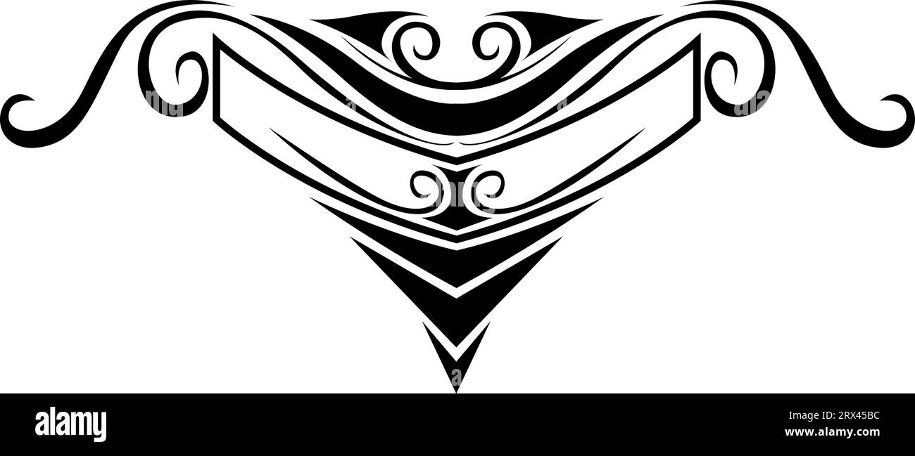 Tatouage d'ornement noir, illustration de tatouage, vecteur sur un fond blanc. Illustration de Vecteur