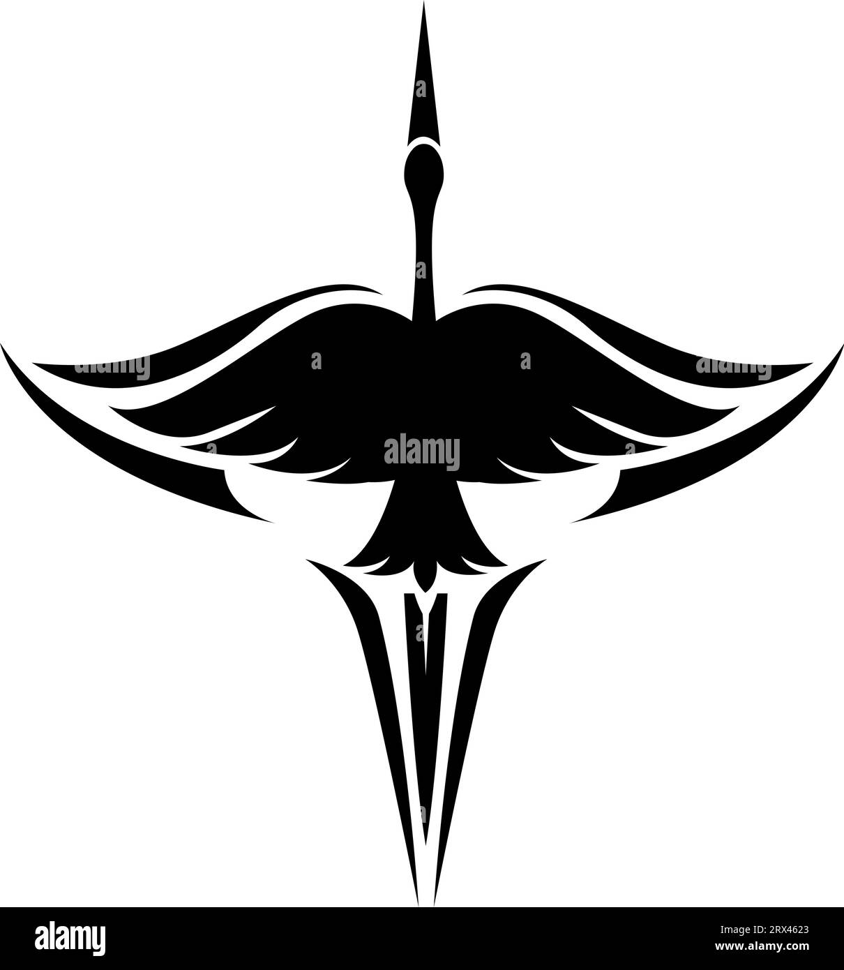 Grand tatouage d'oiseau noir, illustration de tatouage, vecteur sur un fond blanc. Illustration de Vecteur