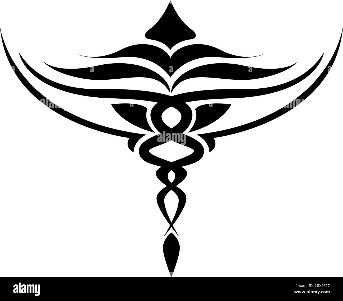 Tatouage de ligne noire abstraite, illustration de tatouage, vecteur sur un fond blanc. Illustration de Vecteur