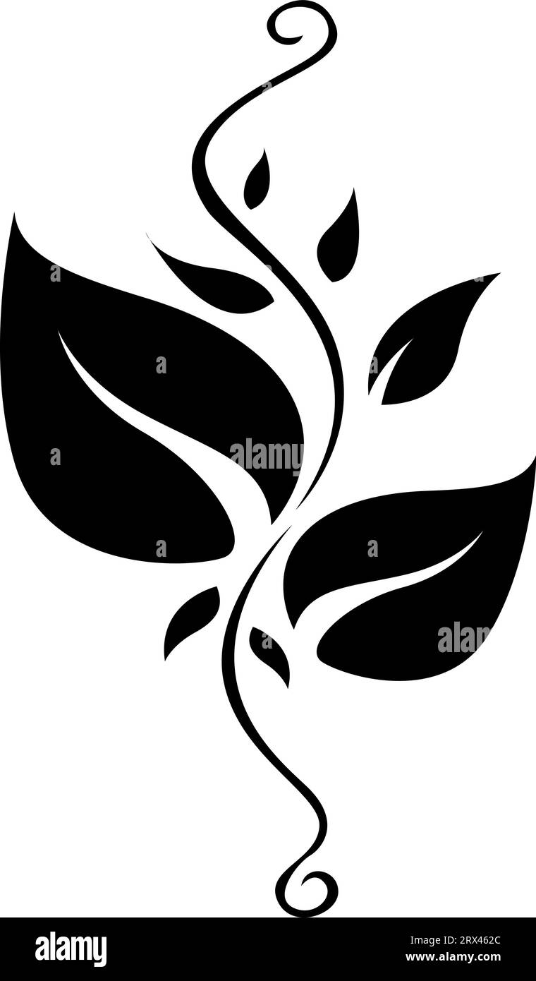 Tatouage de feuilles noires, illustration de tatouage, vecteur sur un fond blanc. Illustration de Vecteur