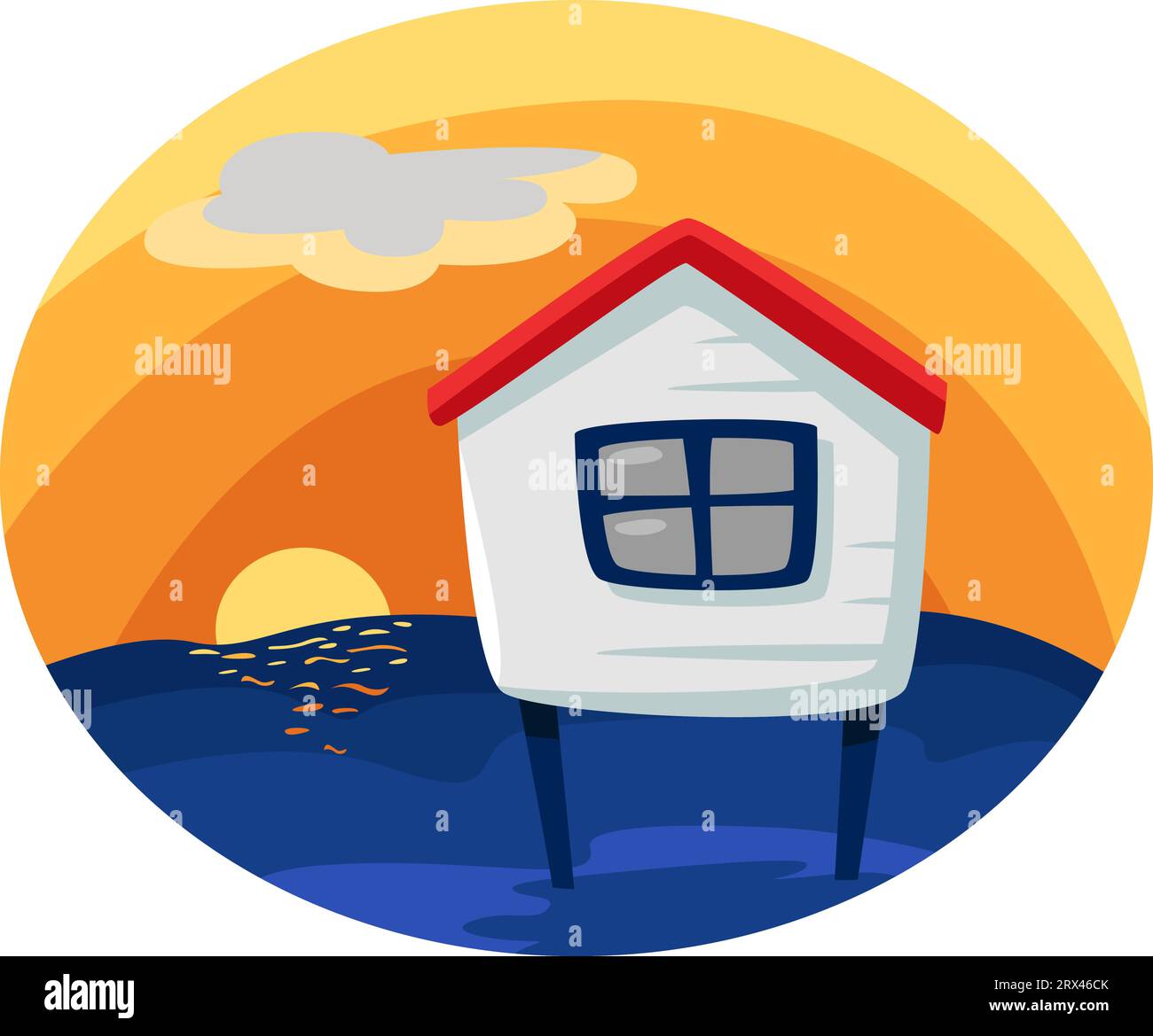 Maison sur la plage, illustration, vecteur sur fond blanc. Illustration de Vecteur