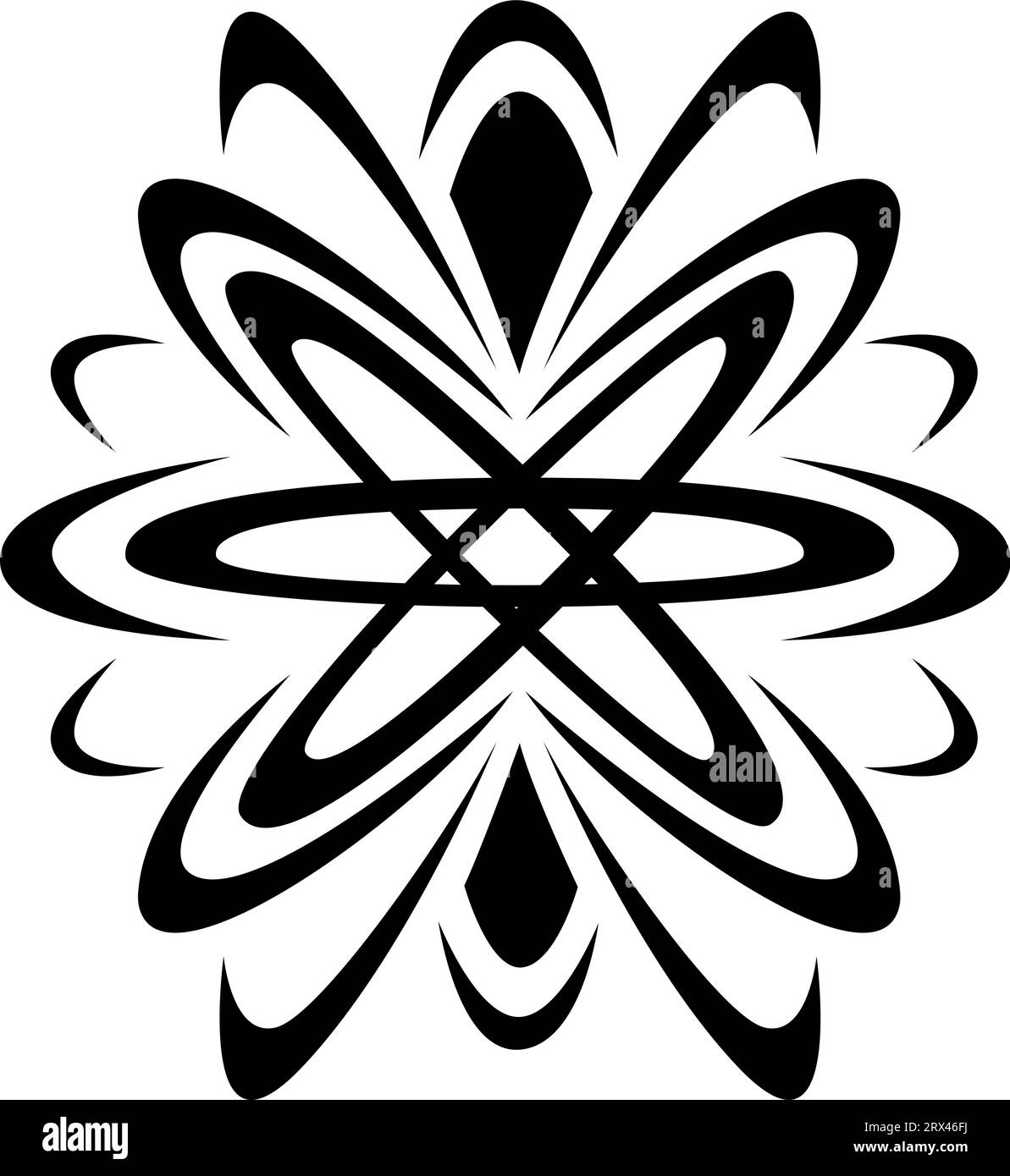 Grand tatouage de fleur abstrait, illustration de tatouage, vecteur sur un fond blanc. Illustration de Vecteur