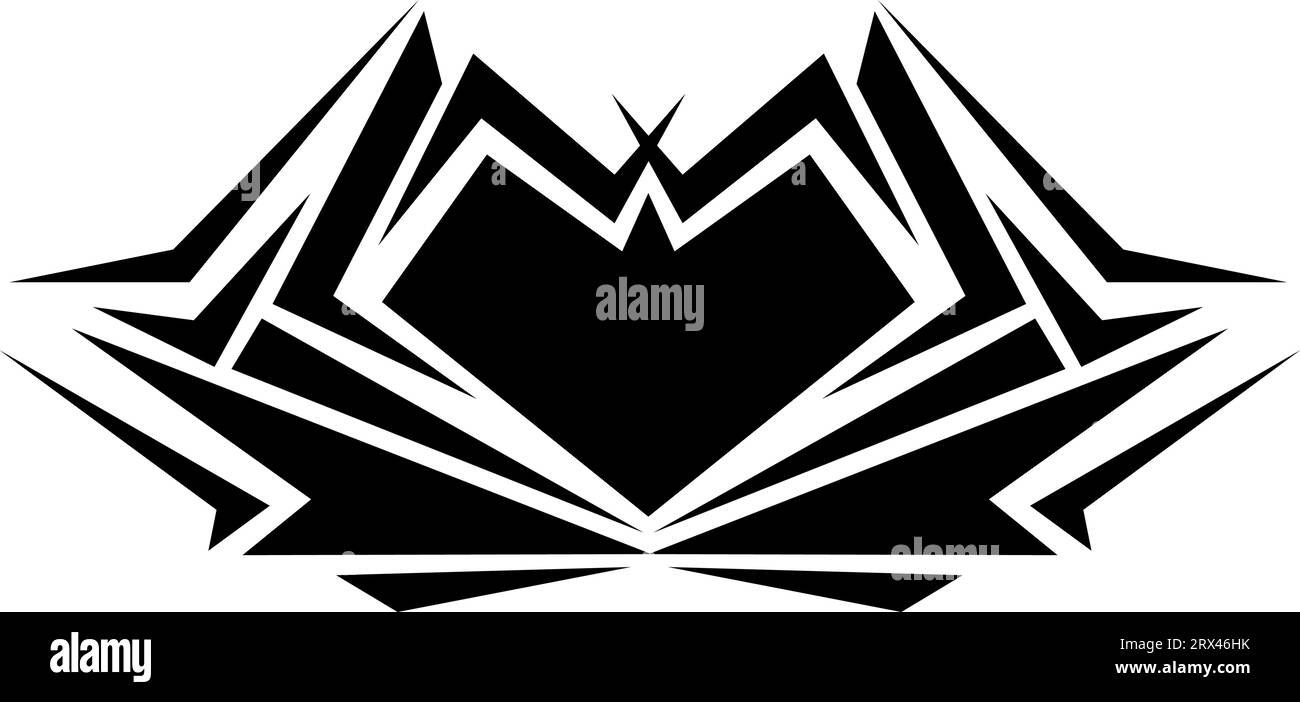 Tatouage de coeur abstrait noir, illustration de tatouage, vecteur sur un fond blanc. Illustration de Vecteur