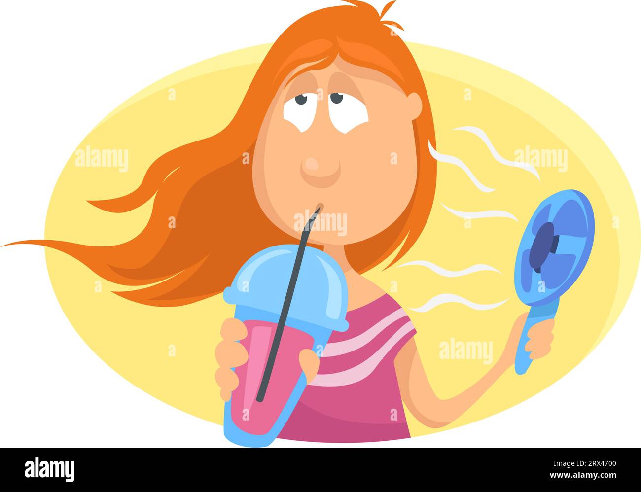 Fille se refroidissant sur l'été, illustration, vecteur sur un fond blanc. Illustration de Vecteur