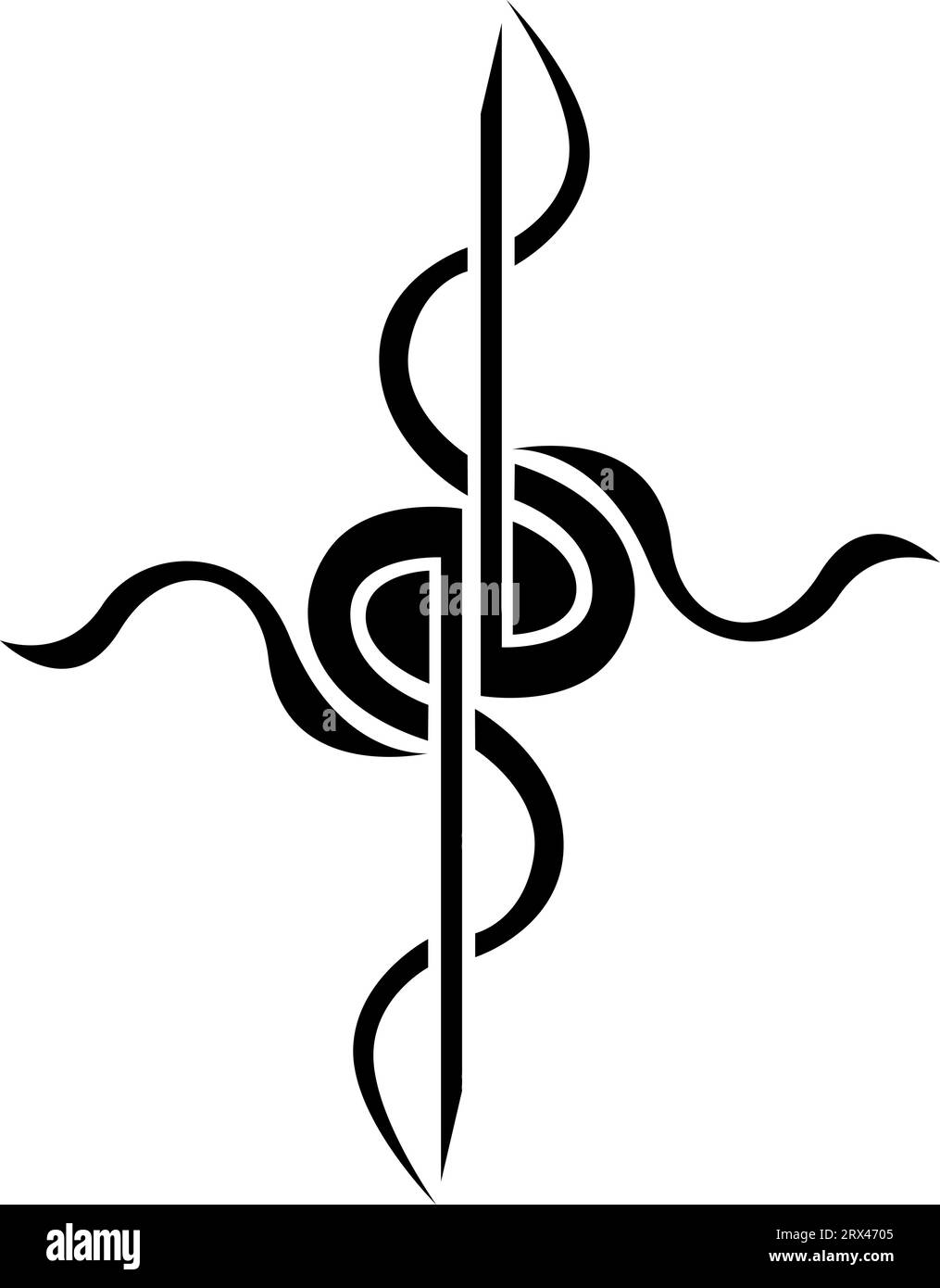 Tatouage croisé médical, illustration de tatouage, vecteur sur fond blanc. Illustration de Vecteur