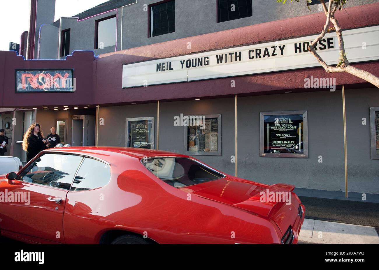 Neil Young, Crazy Horse, Marquee, 50e anniversaire, Roxy, discothèque, musique, Sunset Strip, West Hollywood, Los Angeles, Californie, États-Unis Banque D'Images
