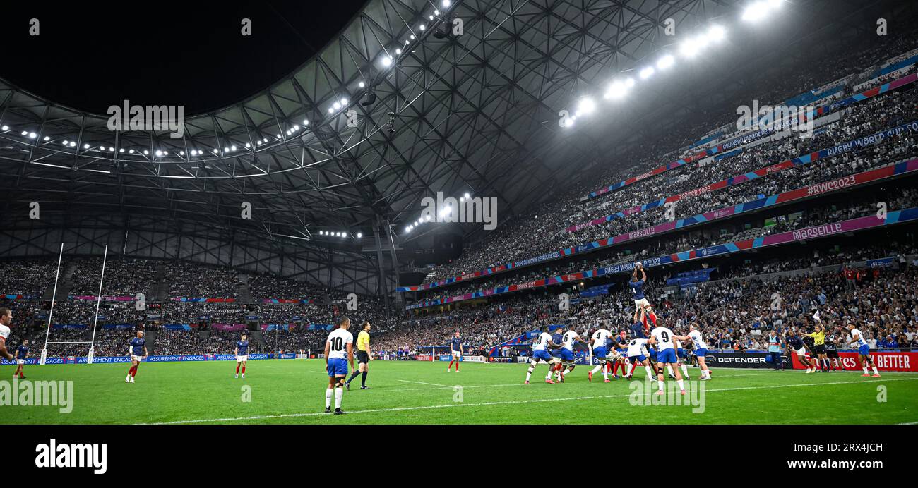 Paris, France. 21 septembre 2023. Vue générale illustration de l'ambiance lors de la coupe du monde de rugby à XV RWC 2023, match de la poule A entre la France et la Namibie au Stade Vélodrome, Marseille, France le 21 septembre 2023. Crédit : Victor Joly/Alamy Live News Banque D'Images