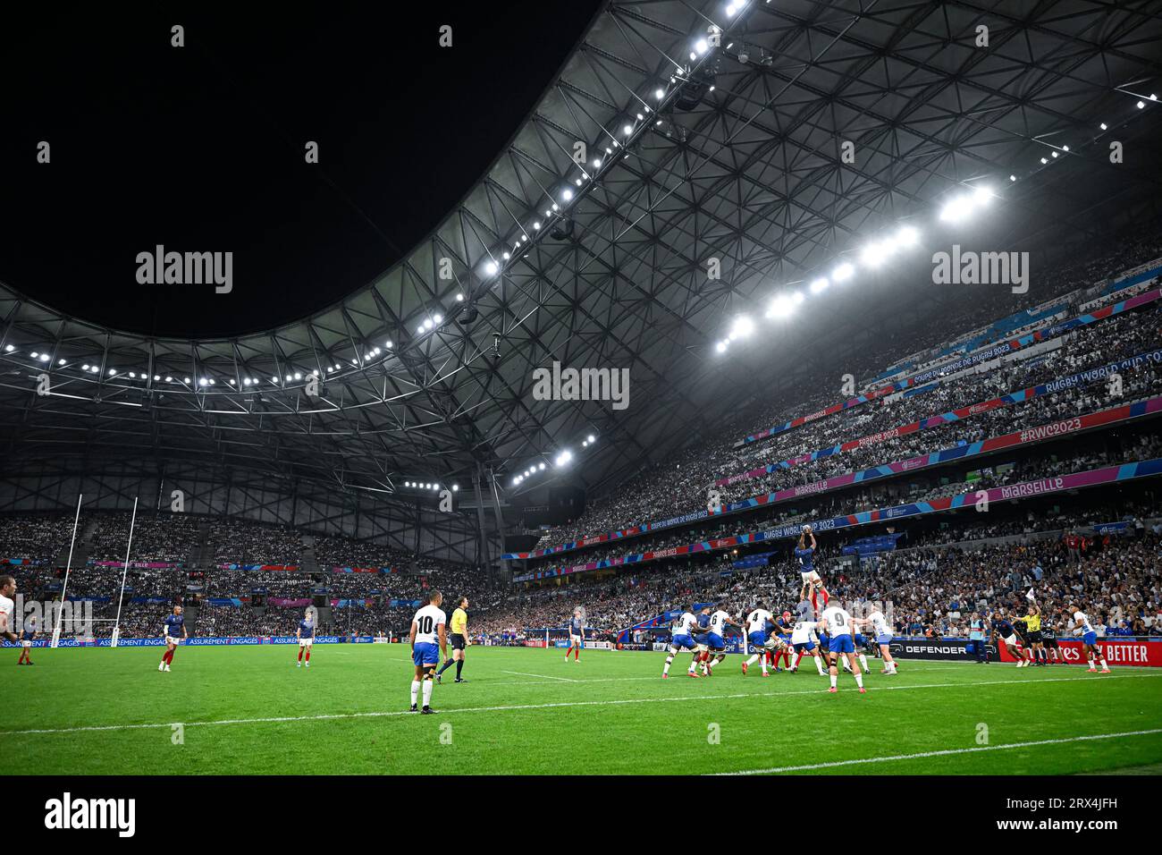 Paris, France. 21 septembre 2023. Vue générale illustration de l'ambiance lors de la coupe du monde de rugby à XV RWC 2023, match de la poule A entre la France et la Namibie au Stade Vélodrome, Marseille, France le 21 septembre 2023. Crédit : Victor Joly/Alamy Live News Banque D'Images