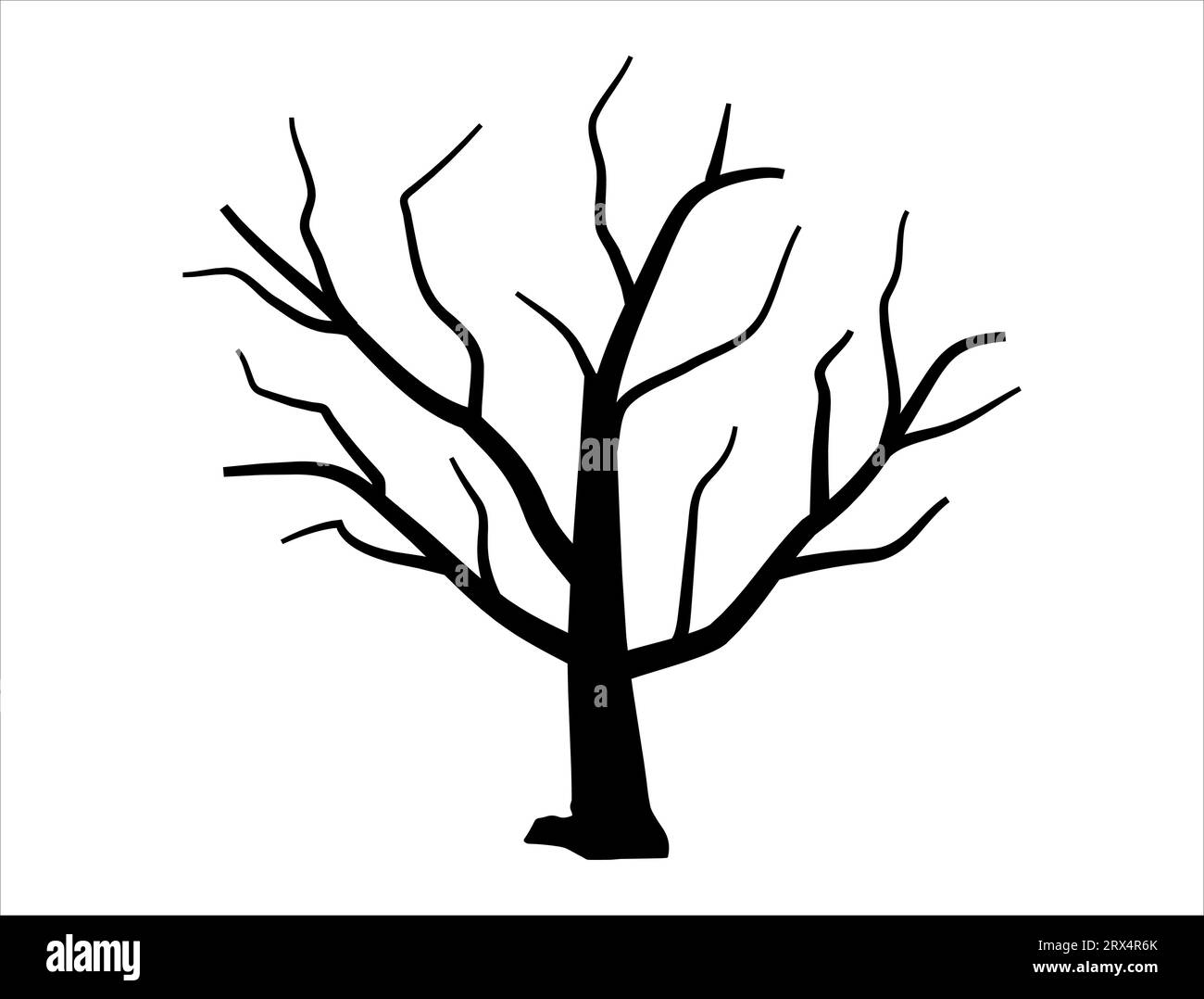 Fond blanc d'art vectoriel de silhouette d'arbre mort Illustration de Vecteur