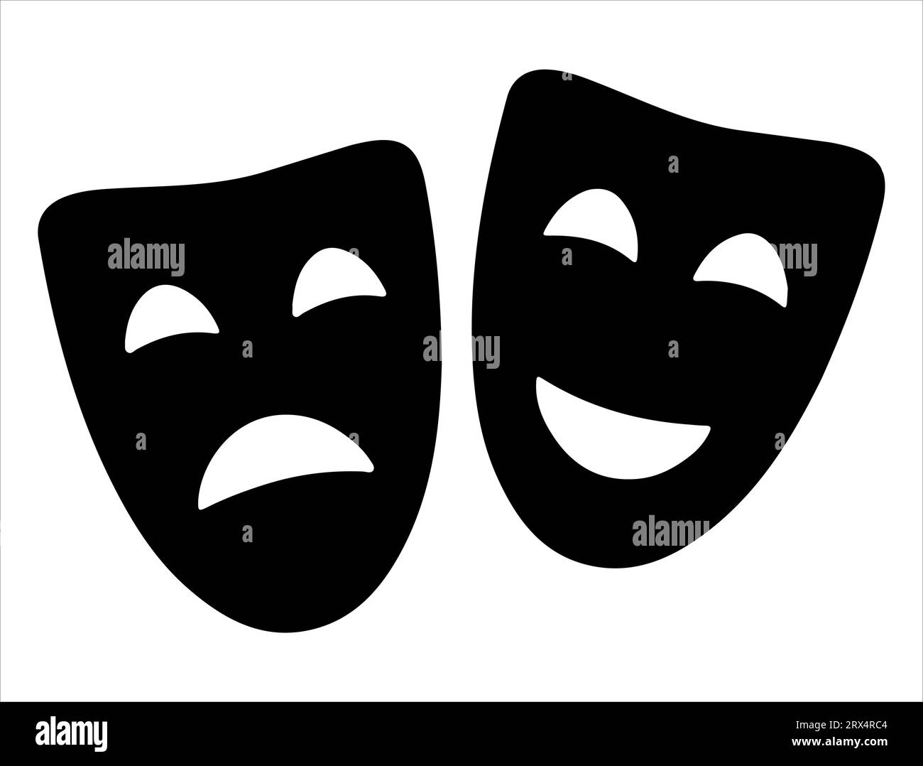 Masque de drame silhouette vecteur art fond blanc Illustration de Vecteur