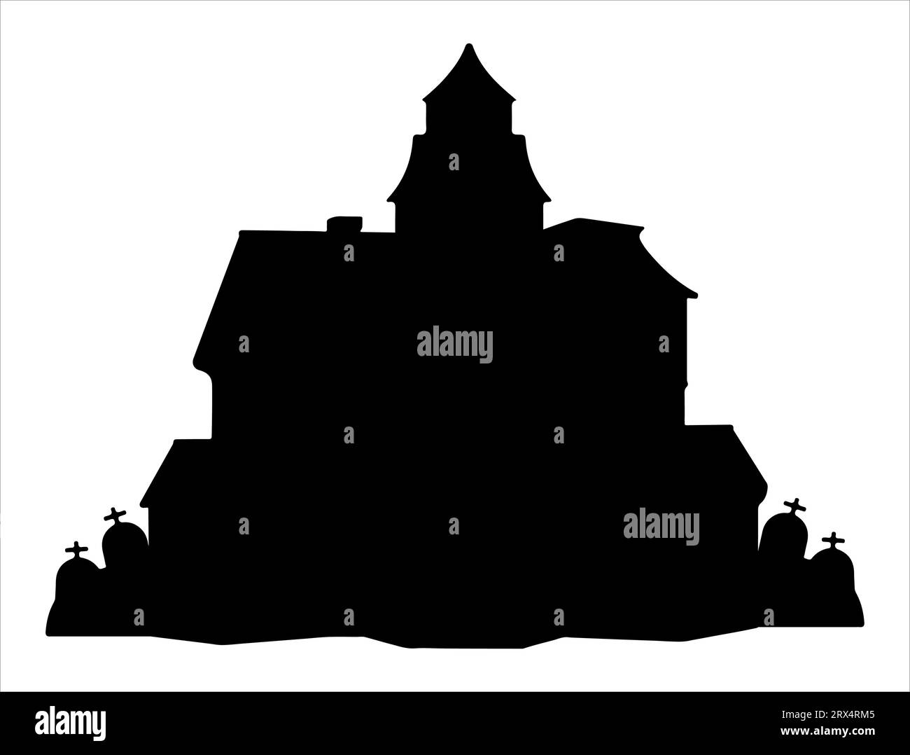 Fond blanc d'art vectoriel de silhouette de maison hantée Illustration de Vecteur