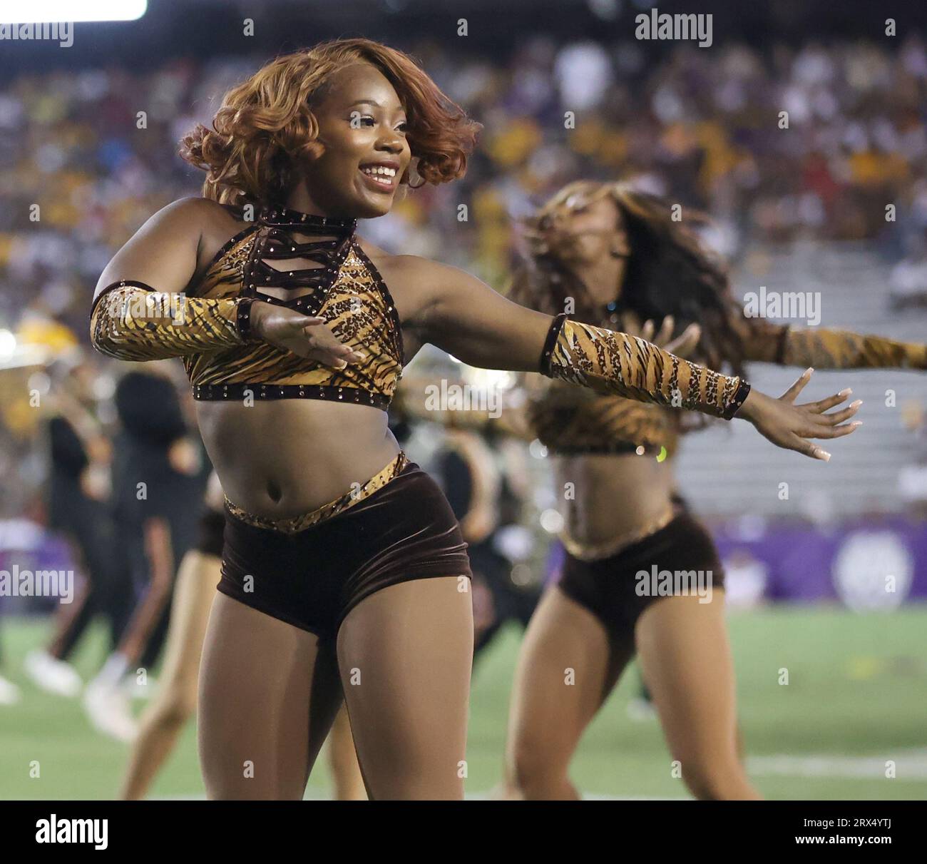 Baton Rouge, États-Unis. 09 septembre 2023. Les Grambling Tigers Marching Band Preform lors d'un match de football universitaire au Tiger Stadium de Baton Rouge, Louisiane, le samedi 9 septembre 2023. (Photo de Peter G. Forest/Sipa USA) crédit : SIPA USA/Alamy Live News Banque D'Images