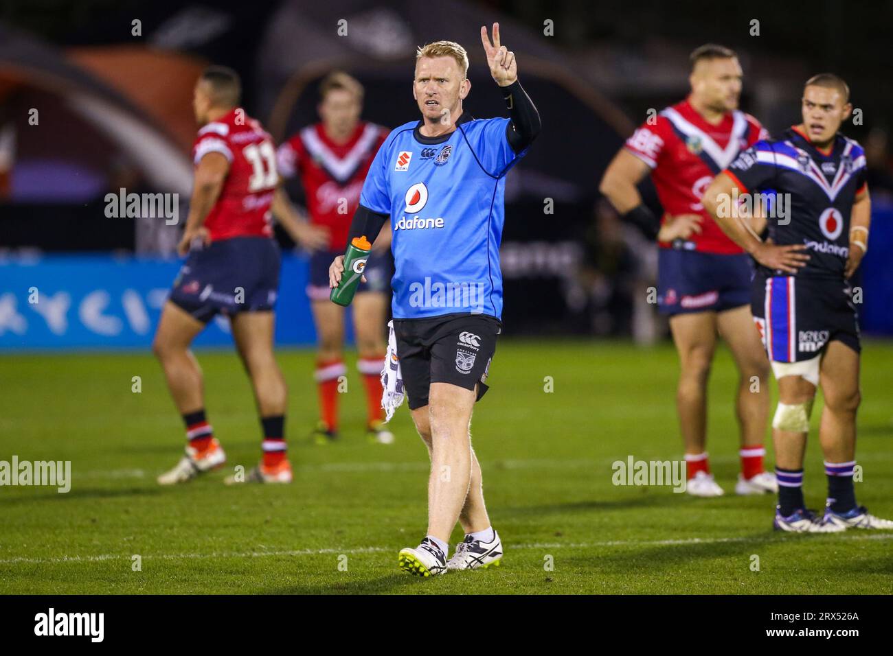 Andrew Webster lors d'un match NRL entre les New Zealand Warriors et Sydney Roosters au Mount Smart Stadium à Auckland, en Nouvelle-Zélande Banque D'Images