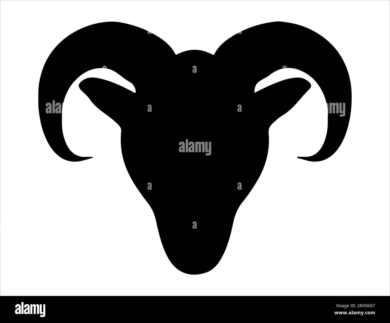 Fond blanc de vecteur art de silhouette de tête de RAM Illustration de Vecteur