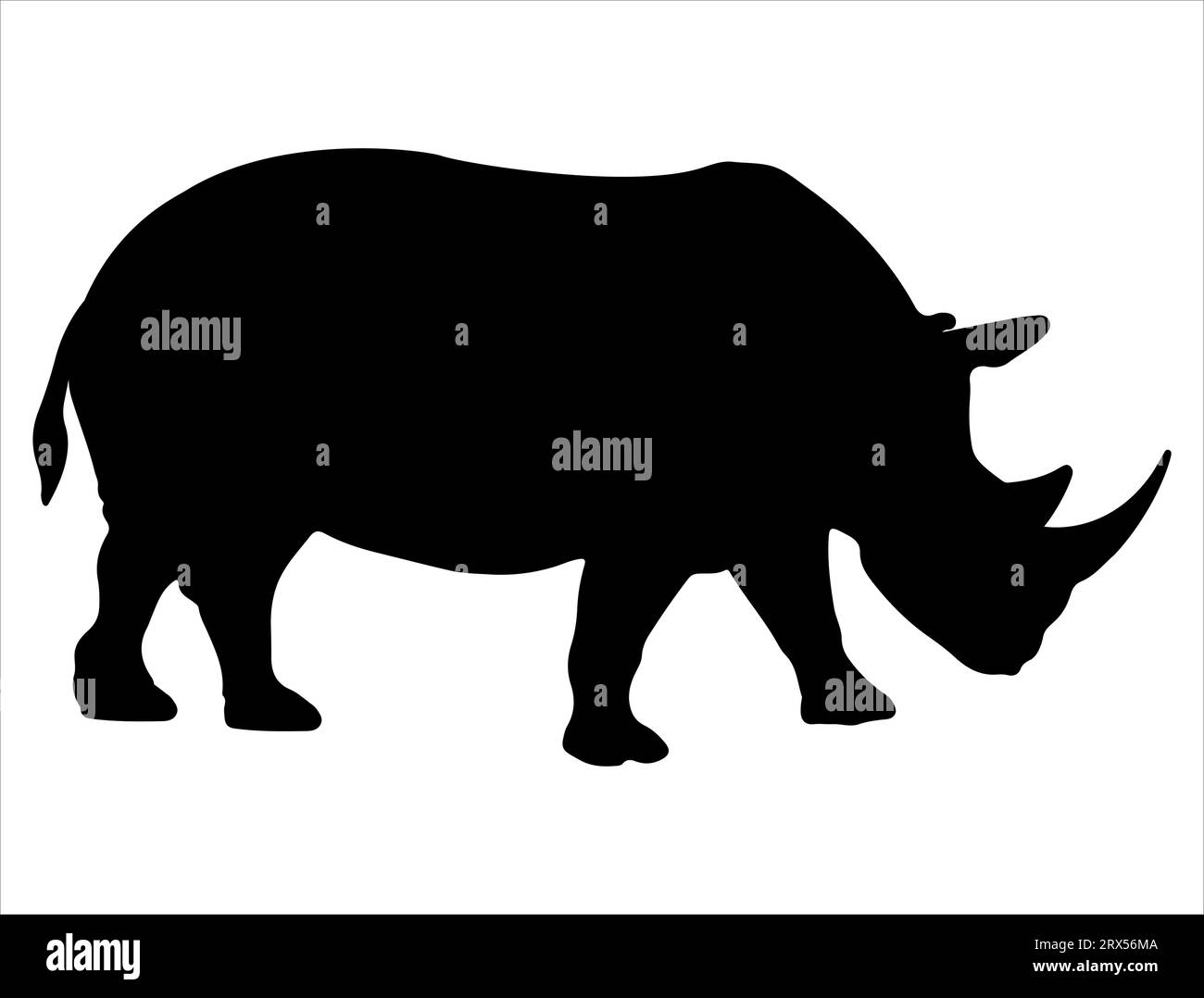 Rhinoceros silhouette vector art fond blanc Illustration de Vecteur