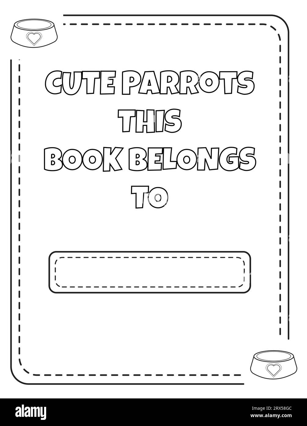 Page de coloriage de perroquet 1e page, perroquet mignon et calme est assis sur la branche d'arbre et les feuilles Illustration de Vecteur