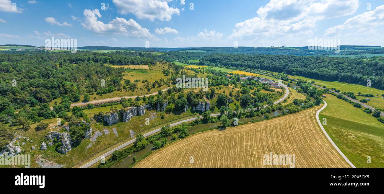 Vue aérienne de la région autour de la station de ski appelée Geißkopf en Basse-Bavière Banque D'Images